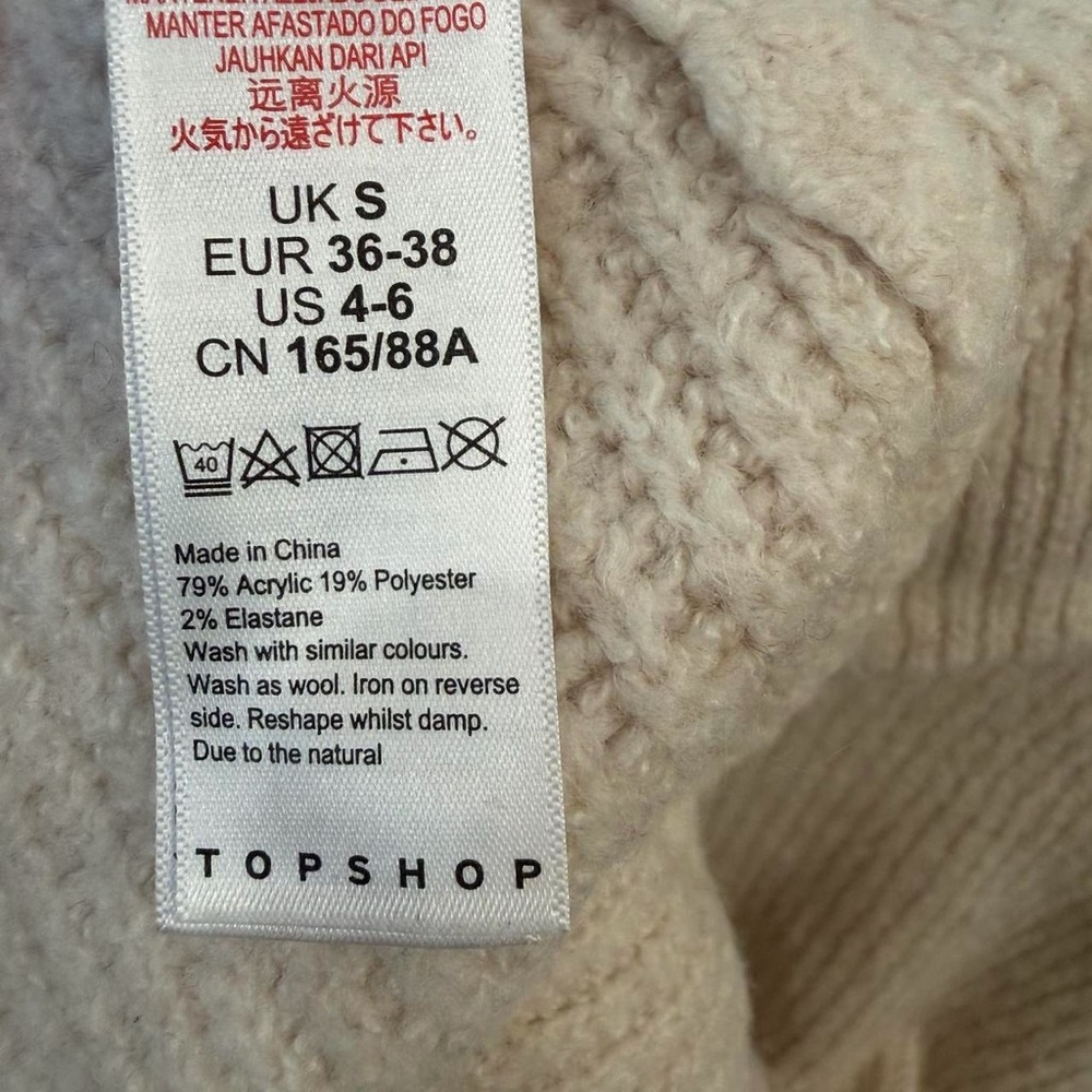 Topshop Cream Knit Sweater Dress 4-6 - Picture 8 of 8
